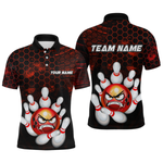 Blisscorners Angry Pin Red Bowling Shirts Custom Bowling Jersey for Men Women and Team