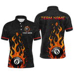 Blisscorners Custom 8 Ball Flame Billiard Shirts for Men Billiard Team Jerseys Polo & 1/4 Zip Shirts LM2206