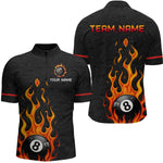 Blisscorners Custom 8 Ball Flame Billiard Shirts for Men Billiard Team Jerseys Polo & 1/4 Zip Shirts LM2206