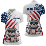 Blisscorners Funny US Flag French Bulldog Bowling Men Polo & 1/4 Zip Shirts Bowling Team Jersey MT2306