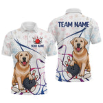 Blisscorners Custom Funny Dog Paw Bowling Men Polo & 1/4 Zip Shirts Bowling Team JerseysLM3006