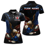 Blisscorners Blue Thunder US Flag Eagle Bowling Shirts for Men Team Bowling Polo & Quarter-Zip LM3006