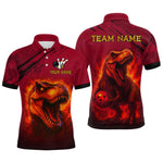 Blisscorners Red Dinosaur Bowling Custom Men Bowling Shirt Polo & Quarter-Zip Bowling Team Jerseys