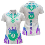 Blisscorners Custom White Neon 8 Ball Crown Billiard Shirts for Men and Team Polo & 1/4 Zip Shirts LM2206