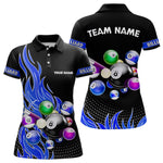 Blisscorners Custom Blue Flame Billiard Shirts for Men Billiard Team Jerseys Polo & 1/4 Zip Shirts MT1706