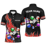 Blisscorners Custom Red Flame Billiard Shirts for Men Billiard Team Jerseys Polo & 1/4 Zip Shirts MT1706