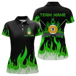 Blisscorners Custom 9 Ball Green Flaming Billiard Shirts for Men Billiard Team Shirts Billiard League LM2007