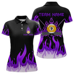 Blisscorners Custom 9 Ball Purple Flaming Billiard Shirts for Men Billiard Team Shirts Billiard League LM2007