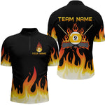 Blisscorners Custom 9 Ball Orange Flaming Billiard Shirts for Men Billiard Team Shirts Billiard League LM2007