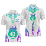 Blisscorners Custom White 9 Ball Crown Neon Billiard Shirts for Men Billiard Team Shirts Billiard Leagu LM2007