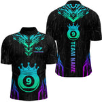 Blisscorners Custom Black 9 Ball Crown Neon Billiard Shirts for Men Billiard Team Shirts Billiard League LM2007