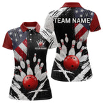 Blisscorners Custom US Flag Bowling Shirts for Men Polo & Quarter-Zip Bowling Team Bowling League MT1706