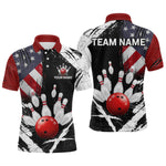 Blisscorners Custom US Flag Bowling Shirts for Men Polo & Quarter-Zip Bowling Team Bowling League MT1706