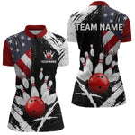 Blisscorners Custom US Flag Bowling Shirts for Men Polo & Quarter-Zip Bowling Team Bowling League MT1706