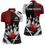Blisscorners Custom Red Bowling Shirts for Men Polo & Quarter-Zip Bowling Team Bowling League MT1706