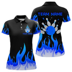 Blisscorners Custom Blue Flame Bowling Shirts for Men Polo & Quarter-Zip Bowling Team Jerseys MT1706