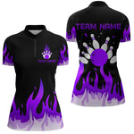Blisscorners Custom Purple Flame Bowling Shirts for Men Polo & Quarter-Zip Bowling Team Jerseys MT1706
