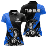 Maxxcorners Custom Blue Cobra Snake 8 Ball Pool Billiard Shirts for Men Team Polo & 1/4 Zip Shirts MT0307