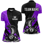 Maxxcorners Custom Purple Cobra Snake 8 Ball Pool Billiard Shirts for Men Team Polo & 1/4 Zip Shirts MT0307
