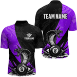 Maxxcorners Custom Purple Cobra Snake 8 Ball Pool Billiard Shirts for Men Team Polo & 1/4 Zip Shirts MT0307