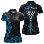 Blisscorners Custom Blue Baroque Pattern Ball Pool Billiard Shirts for Men Team Polo & 1/4 Zip Shirts LM0607
