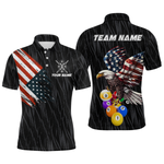 Blisscorners Custom 9 Ball American Flag Eagle Billiard Shirts for Men Billiard Team Shirts Billiard League MT707