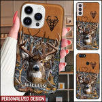 Blisscorners Deer Hunting Leather Parttern Personalized Name Phone Case LM1012