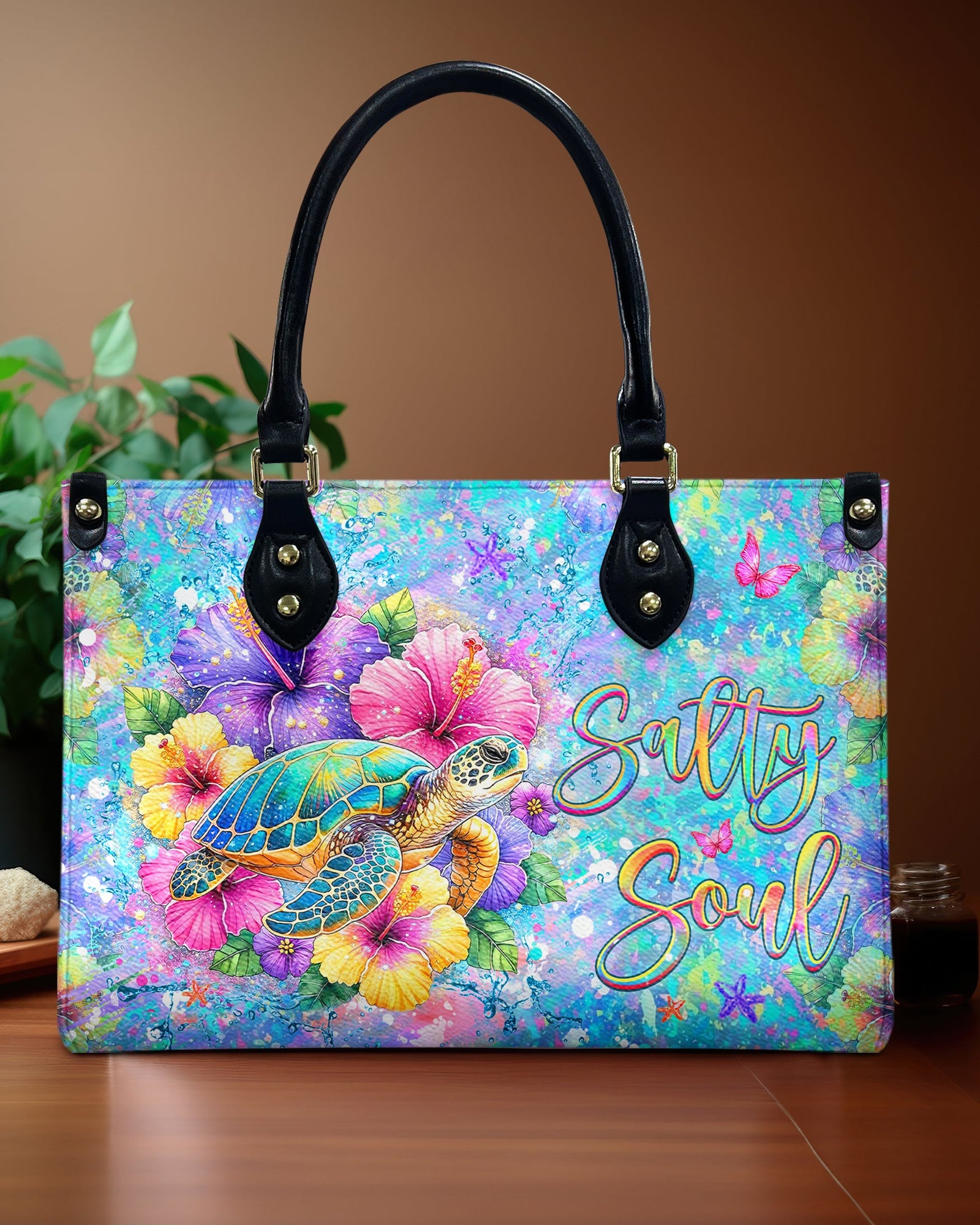 BLISSCORNERS SALTY SOUL TURTLE LEATHER HANDBAG