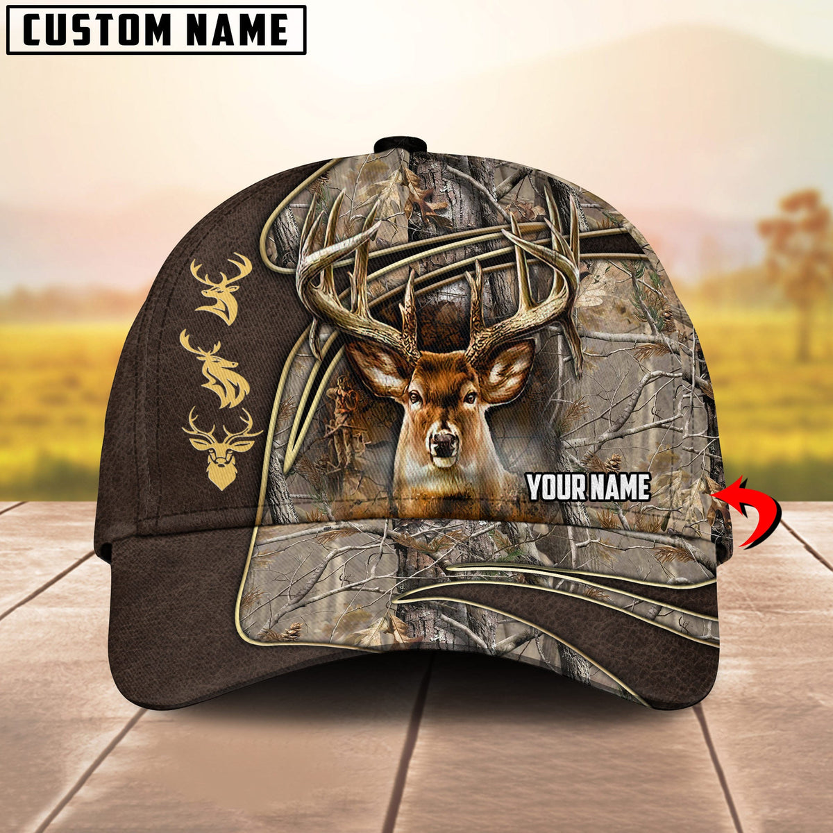 Blisscorners Wilderness Deer Hunting Camo Multicolor Personalized Name 3D Cap
