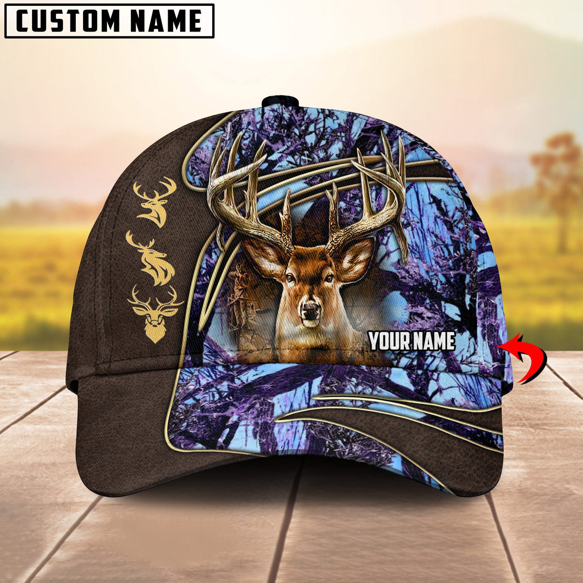 Blisscorners Wilderness Deer Hunting Camo Multicolor Personalized Name 3D Cap
