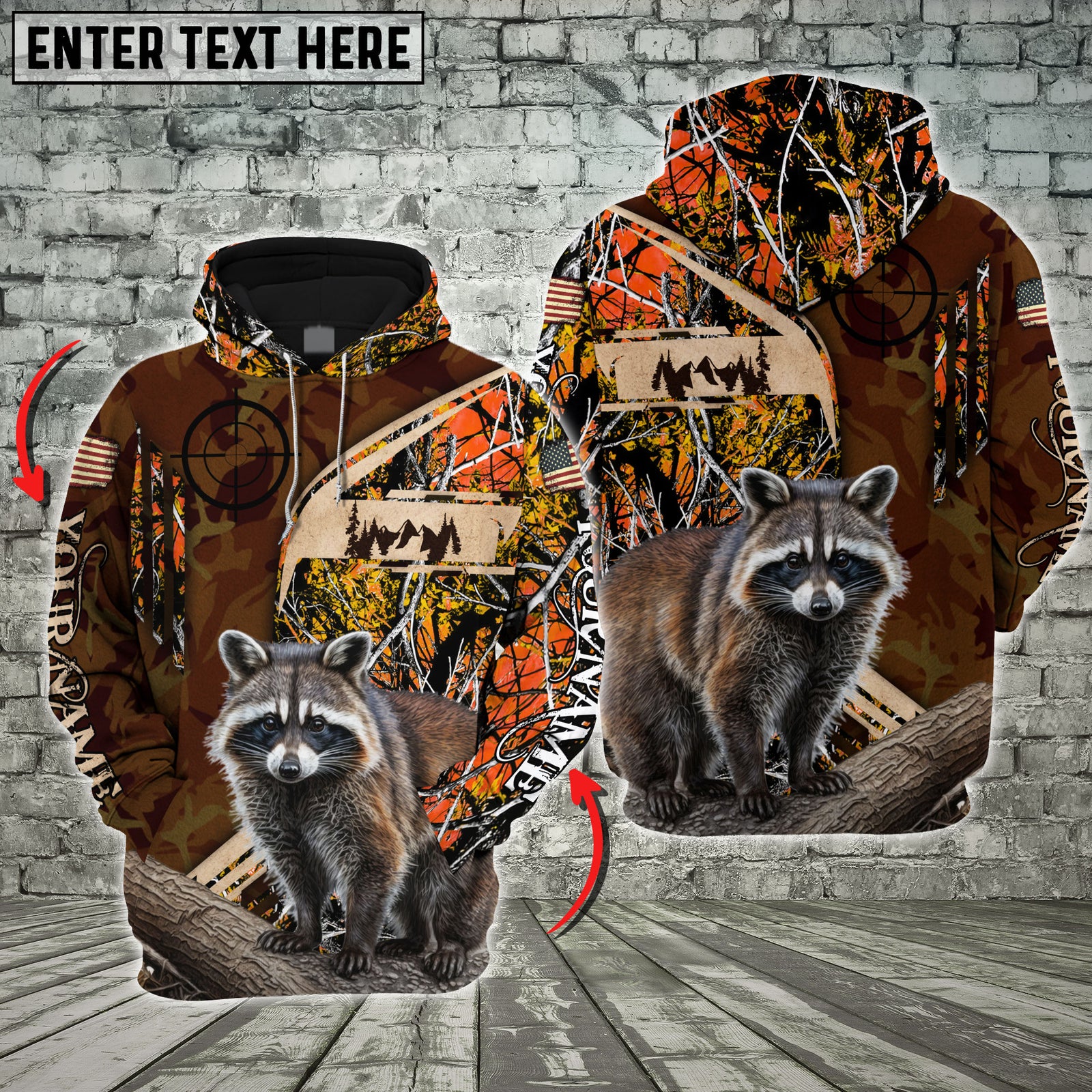 Blisscorners Wild Animal Camo Gear For Hunters Custom Name Shirt 3D All Over Printed Clothes (Racoon, Duck, Elk)