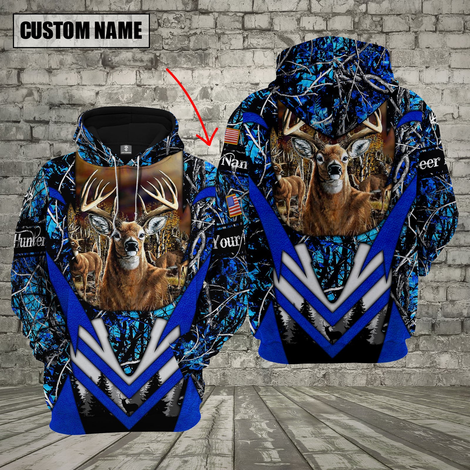 Blisscorners Forest Hunter Deer Hunting Custom Name Shirt 3D All Over Printed Clothes