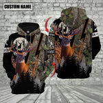 Blisscorners Camo Deer Hunting Custom Name Buck Deer With Forest Background 3D Hoodie All Over Printed Clothes (4 Colors)