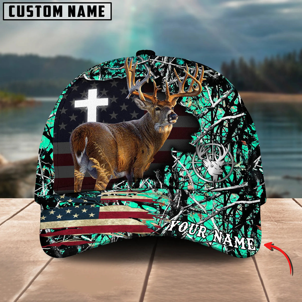 Blisscorners Cross America Hunting Deer Crack Camo Pattern Multicolor Option Personalized Cap