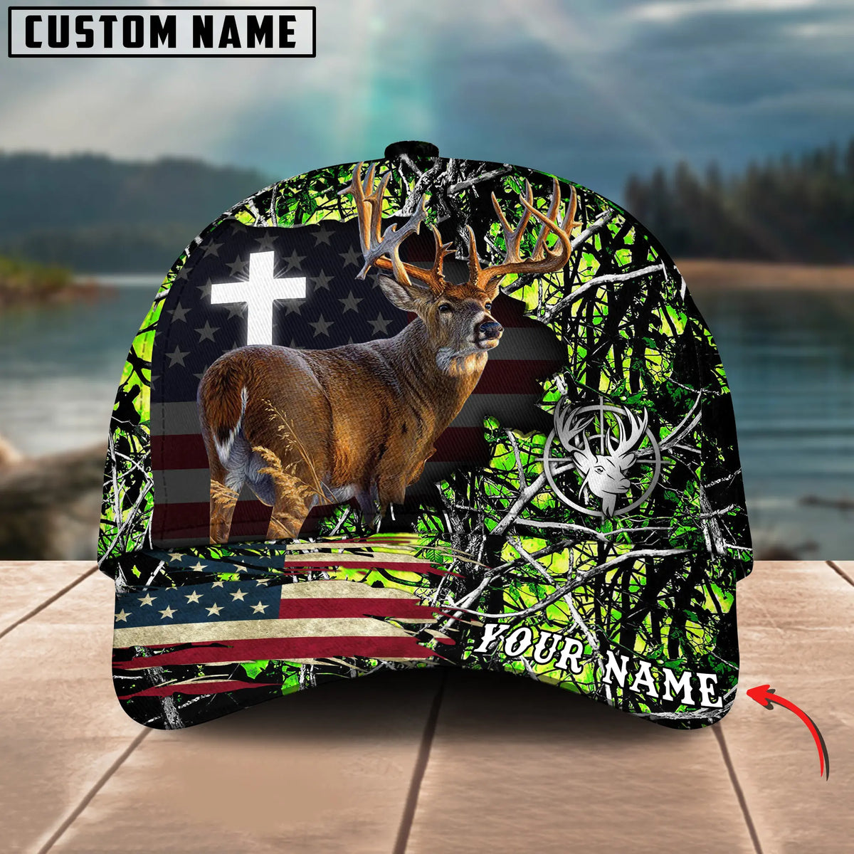 Blisscorners Cross America Hunting Deer Crack Camo Pattern Multicolor Option Personalized Cap