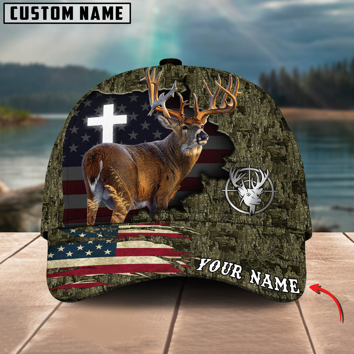 Blisscorners Cross America Hunting Deer Crack Camo Pattern Multicolor Option Personalized Cap