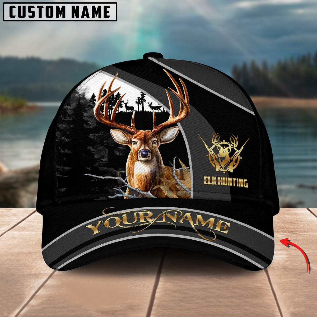 Blisscorners Deer Hunting Forest Classic Personalized Name 3D Cap
