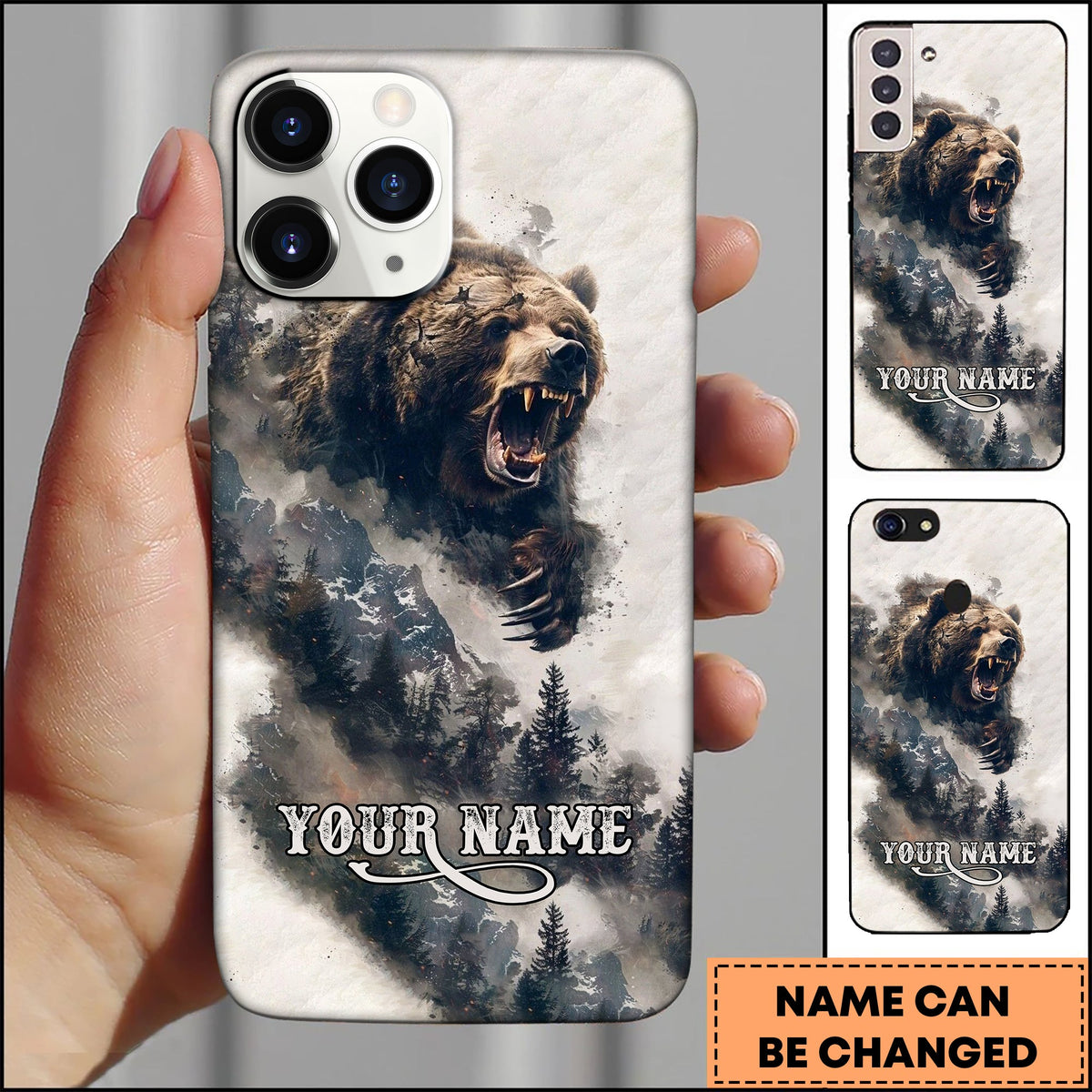 Blisscorners Wildlife Bear Hunting Premium Personalized Name Phone Case