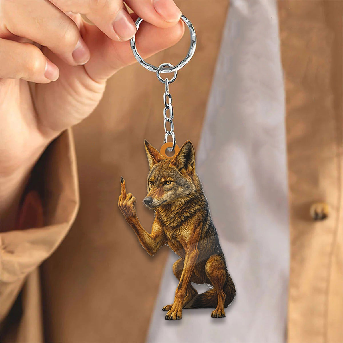 Blisscorners Personalized Funny Coyote Fukin' Finger Hunting Acrylic Christmas Ornament - Custom Gift for Hunters LM0411
