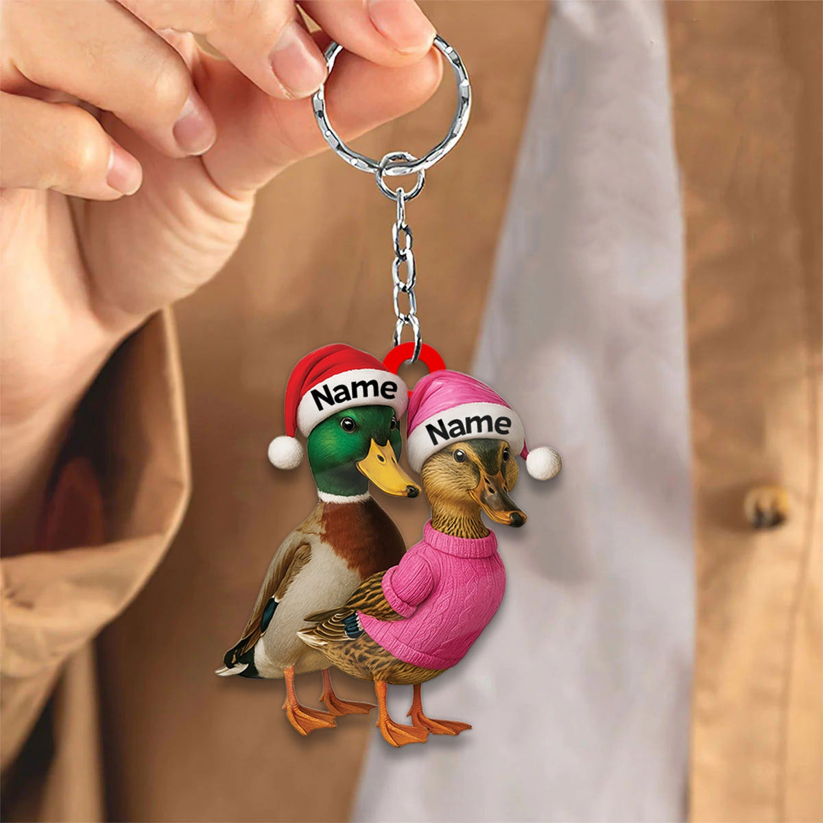 Blisscorners Custom Funny Duck Couple Christmas Ornament - Personalized Names, Custom Gift for Couples & Animal Lovers LM0411