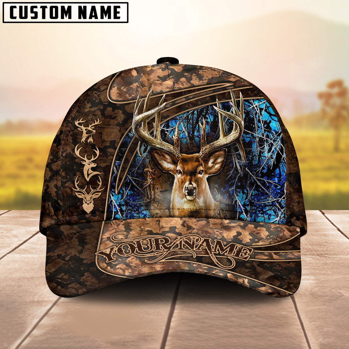 Blisscorners Personalized Wild Buck Camo Hunting 3D Cap, Perfect Gift for Hunter