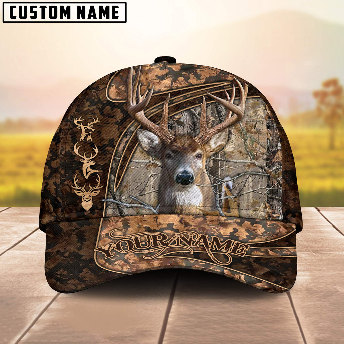 Blisscorners Personalized Wild Buck Camo Ver2 Hunting 3D Cap, Perfect Gift for Hunter