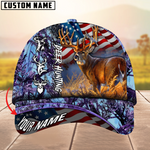 Blisscorners Hagre Zumjyre Deer Hunting American Flag Multicolor Personalized Name 3D Cap