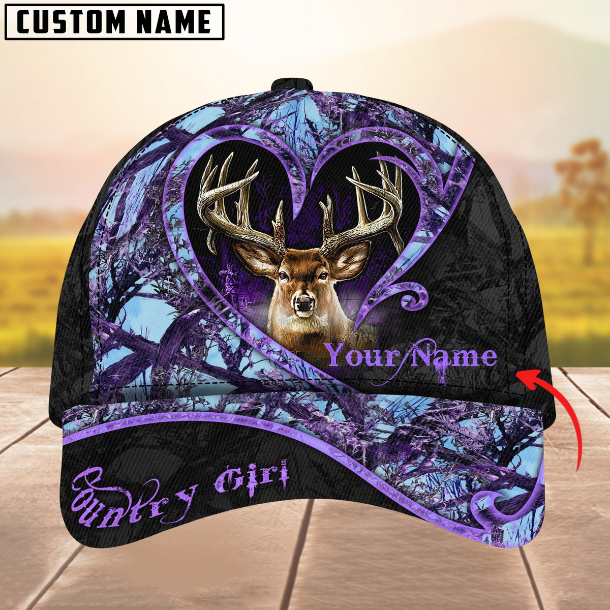 Blisscorners Deer Hunting The Best Love Deer Country Girls Pattern Multicolor Personalized Name 3D Cap