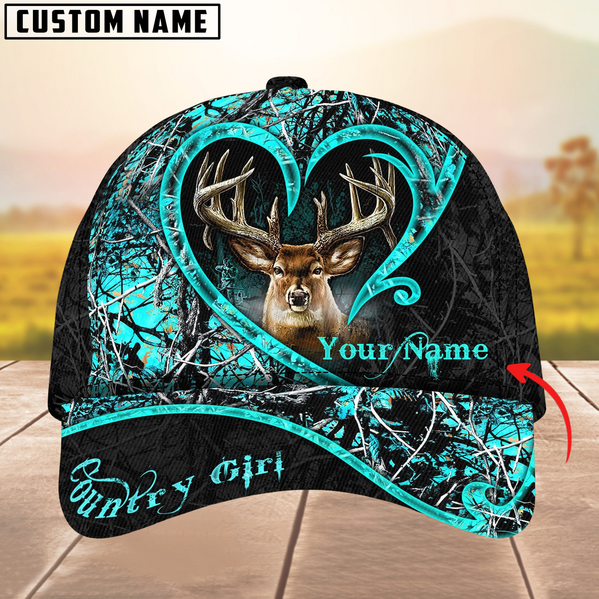 Blisscorners Deer Hunting The Best Love Deer Country Girls Pattern Multicolor Personalized Name 3D Cap