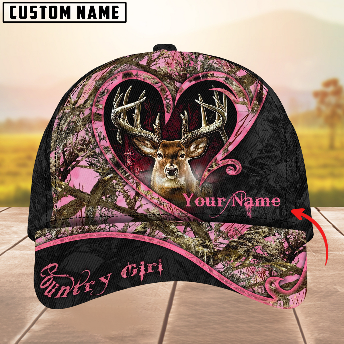 Blisscorners Deer Hunting The Best Love Deer Country Girls Pattern Multicolor Personalized Name 3D Cap