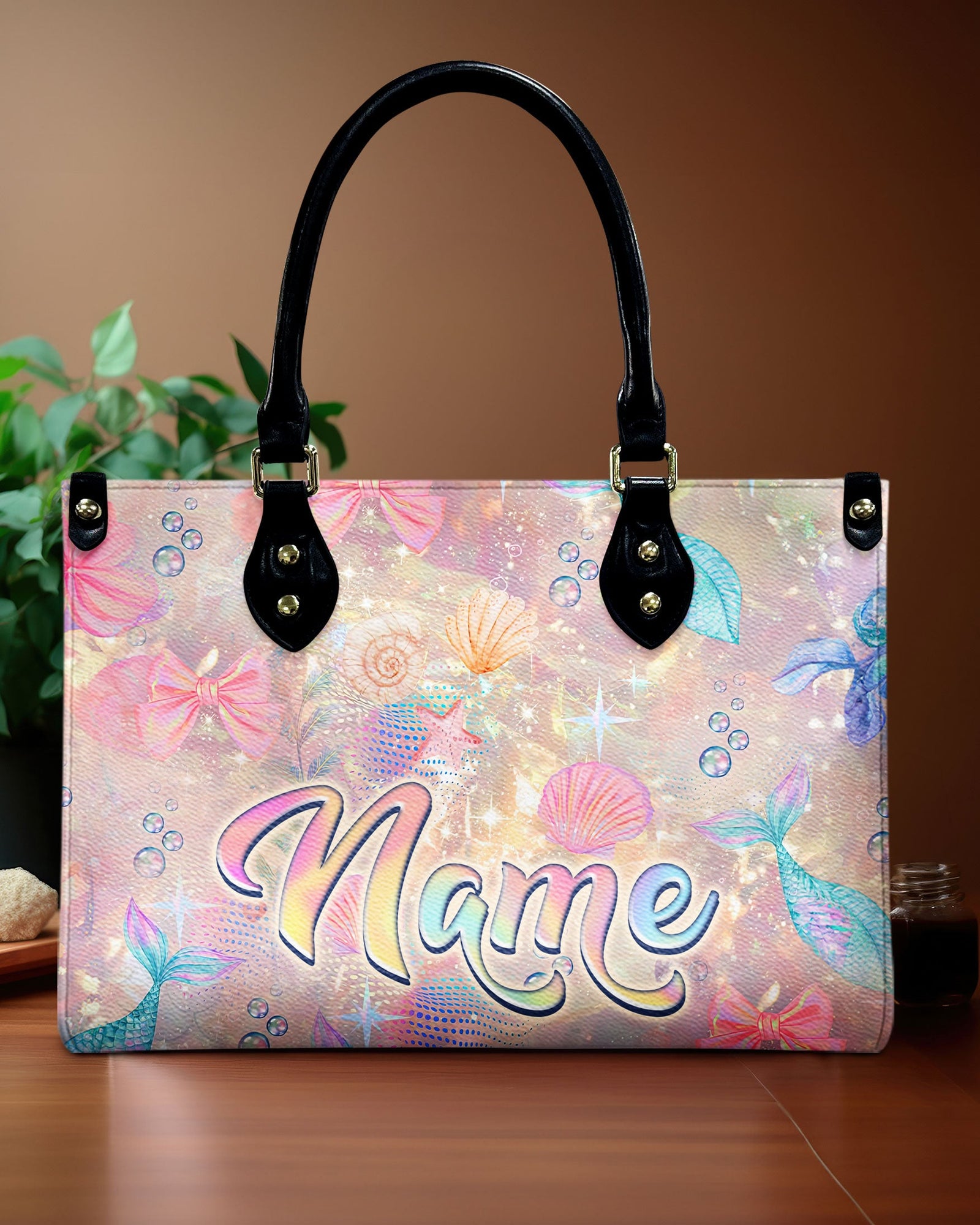 BLISSCORNERS MERMAID SPARKLES LEATHER HANDBAG