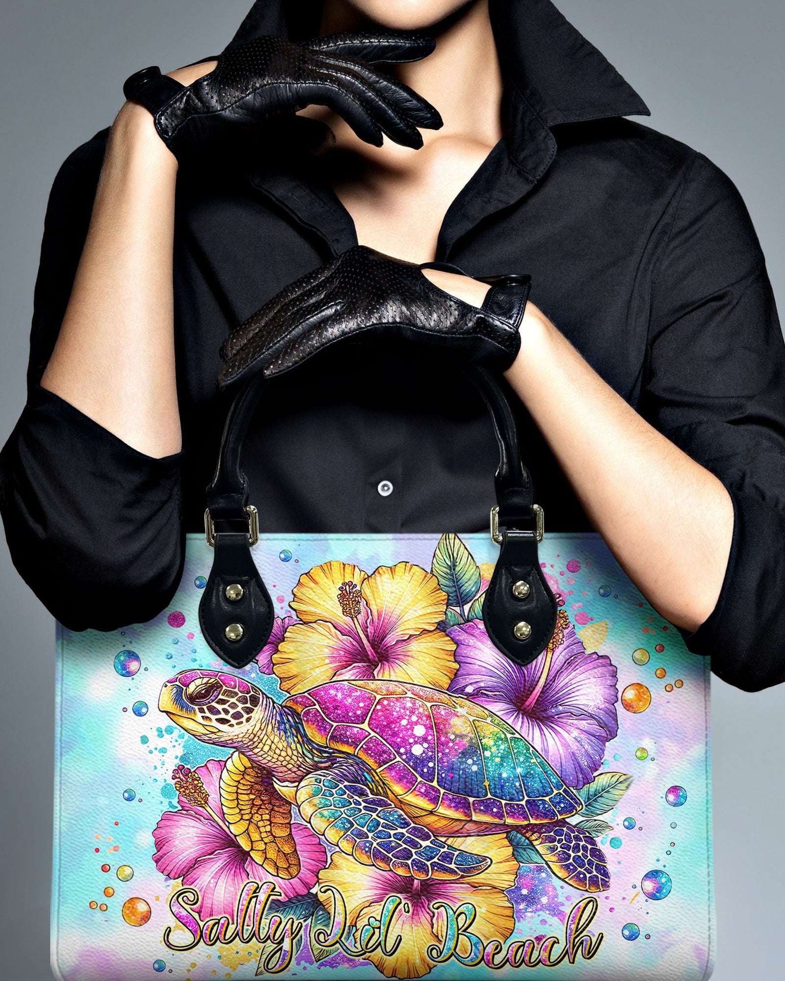 BLISSCORNERS SALTY LIL' BEACH TURTLE LEATHER HANDBAG