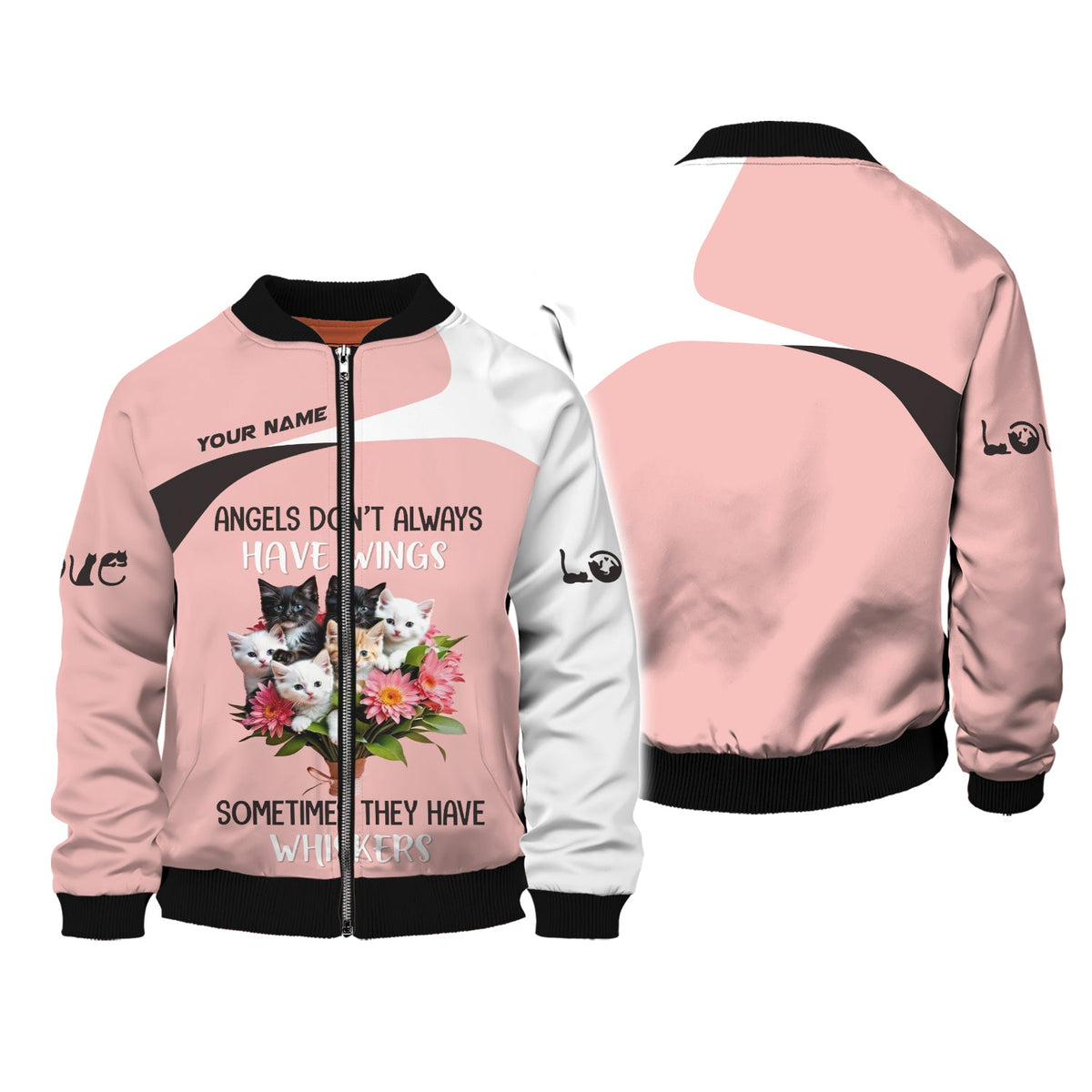 Blisscorners Cat Custom Name 3D Shirt Angels Dont't Always Have Wings Sometimes They Have Whiskers Gift For Cat Lovers