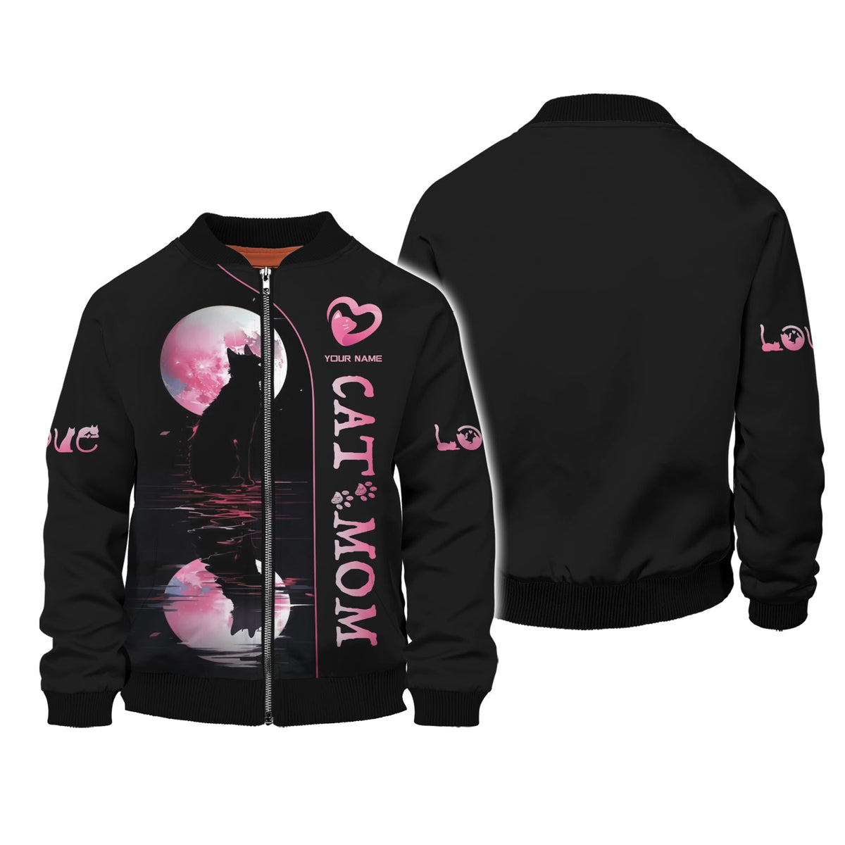 Blisscorners Black Cat With The Moon Custom Name Cat Mom 3D Shirt Gift For Cat Lovers